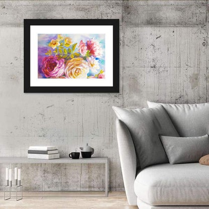 Painterly Peonies and Rose Bouquet Wall Art