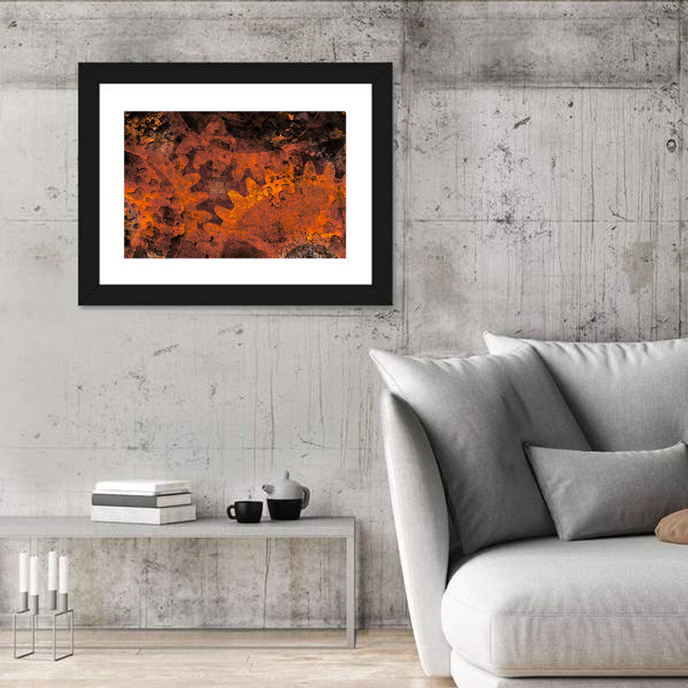 Weathered Gears Study Wall Art in a room, landscape