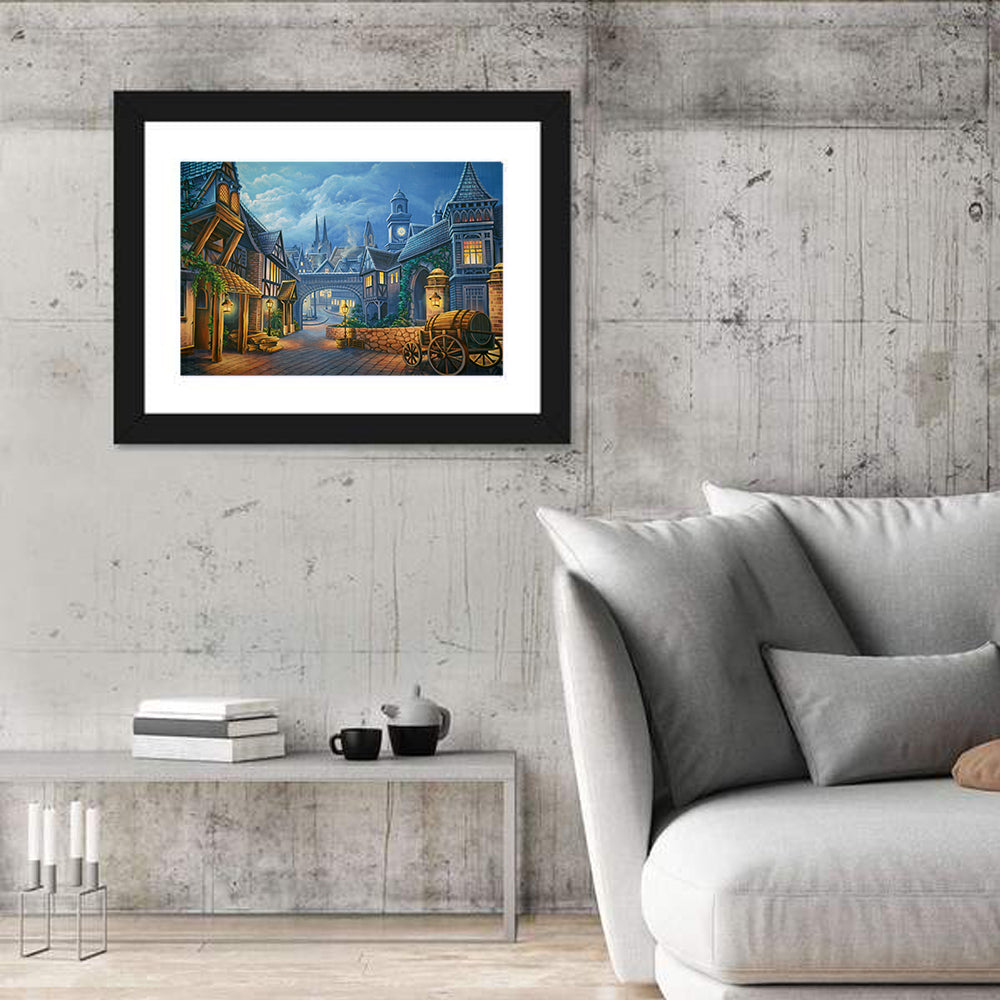 Victorian London Cobblestone Street Wall Art