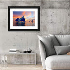 Outrigger Sailboats at Sunset Wall Art