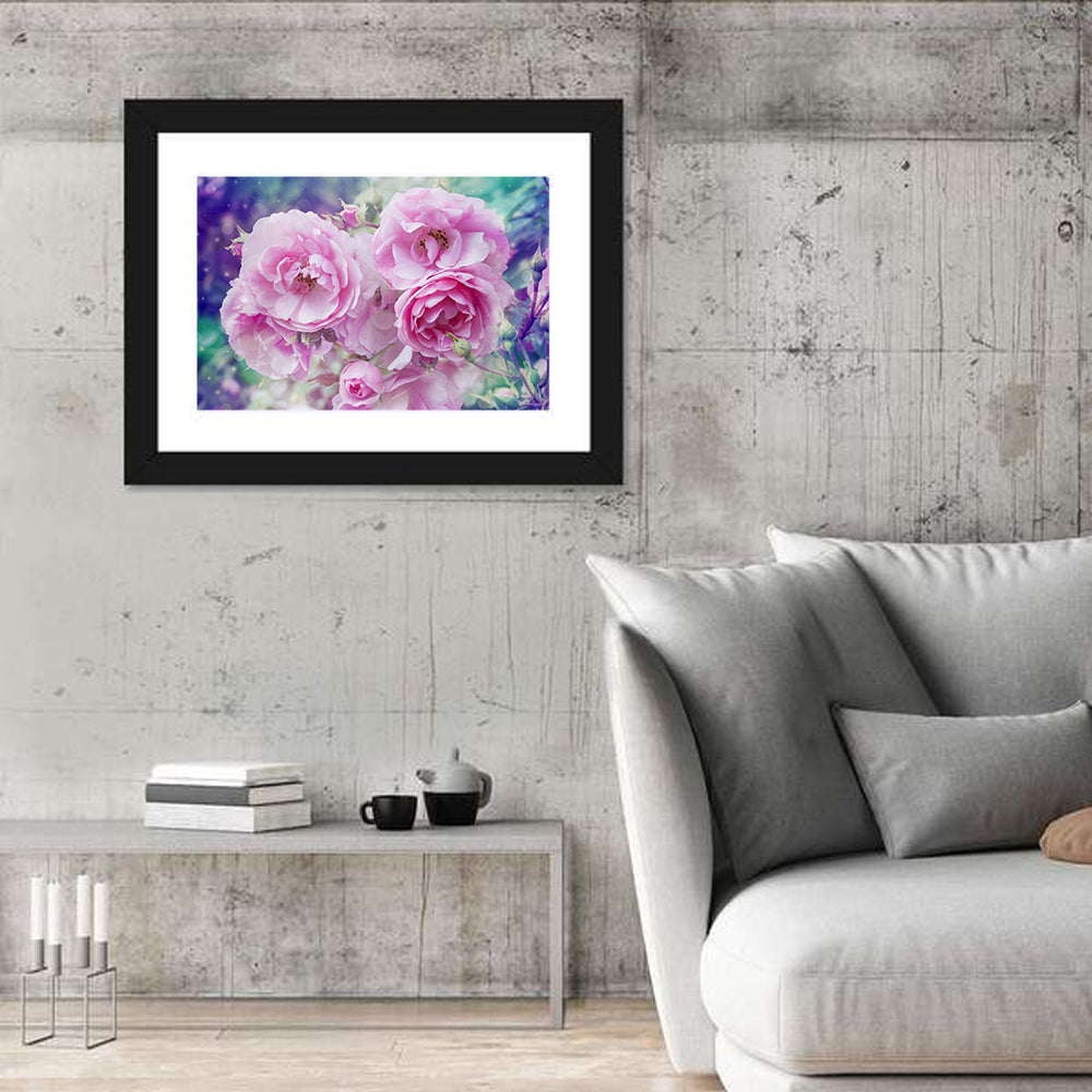 Springtime Pink Rose Cluster Wall Art