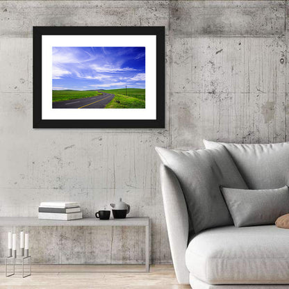Winding Country Road in Green Fields Wall Art