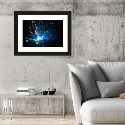 Bright Blue Welding Sparks Wall Art