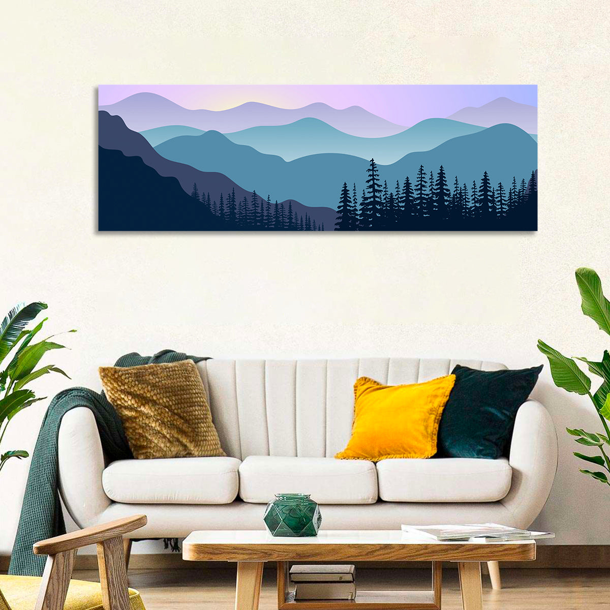 Purple Dawn Mountain Range Wall Art