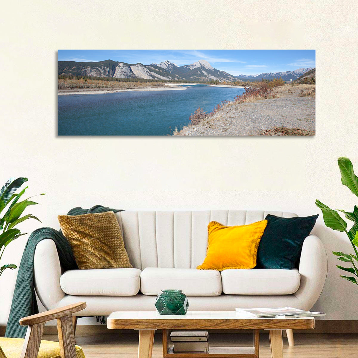 Mount Aeolus Over Athabasca Riverbank Wall Art