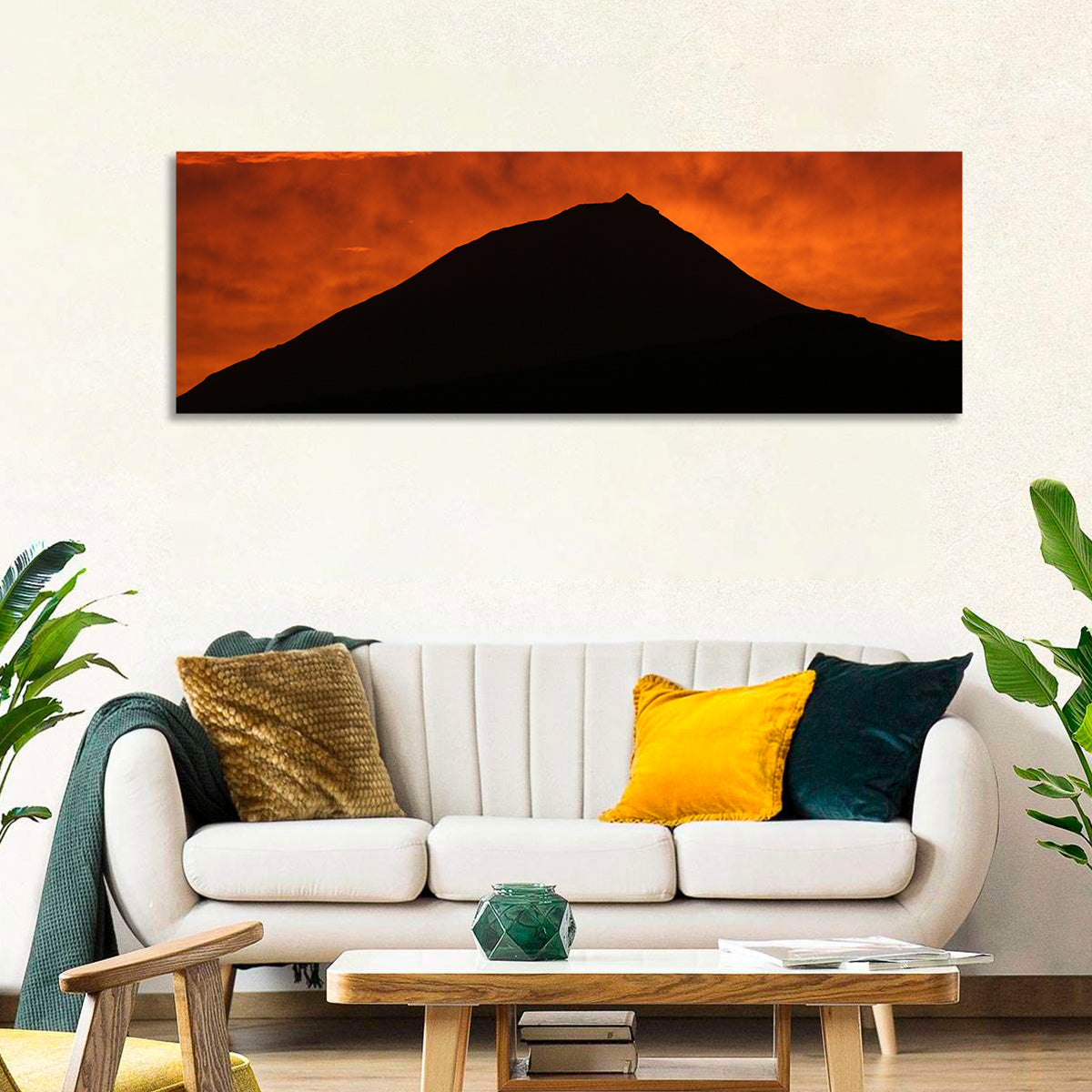 Pico Island Volcano Silhouette at Sunset Wall Art