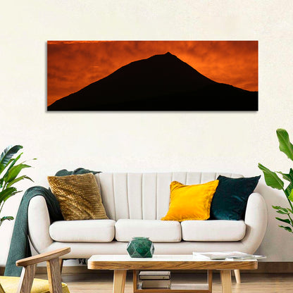 Pico Island Volcano Silhouette at Sunset Wall Art