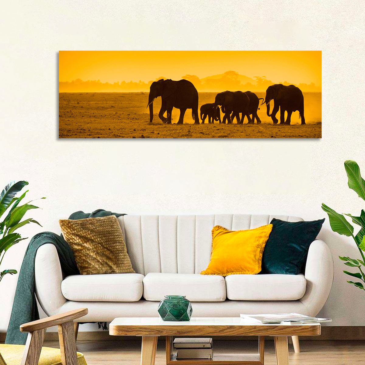 Elephant Family Silhouette Wall Art