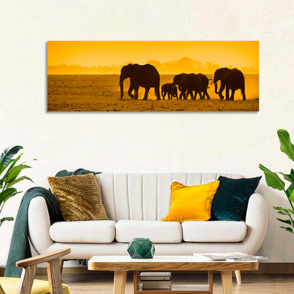 Elephant Family Silhouette Wall Art