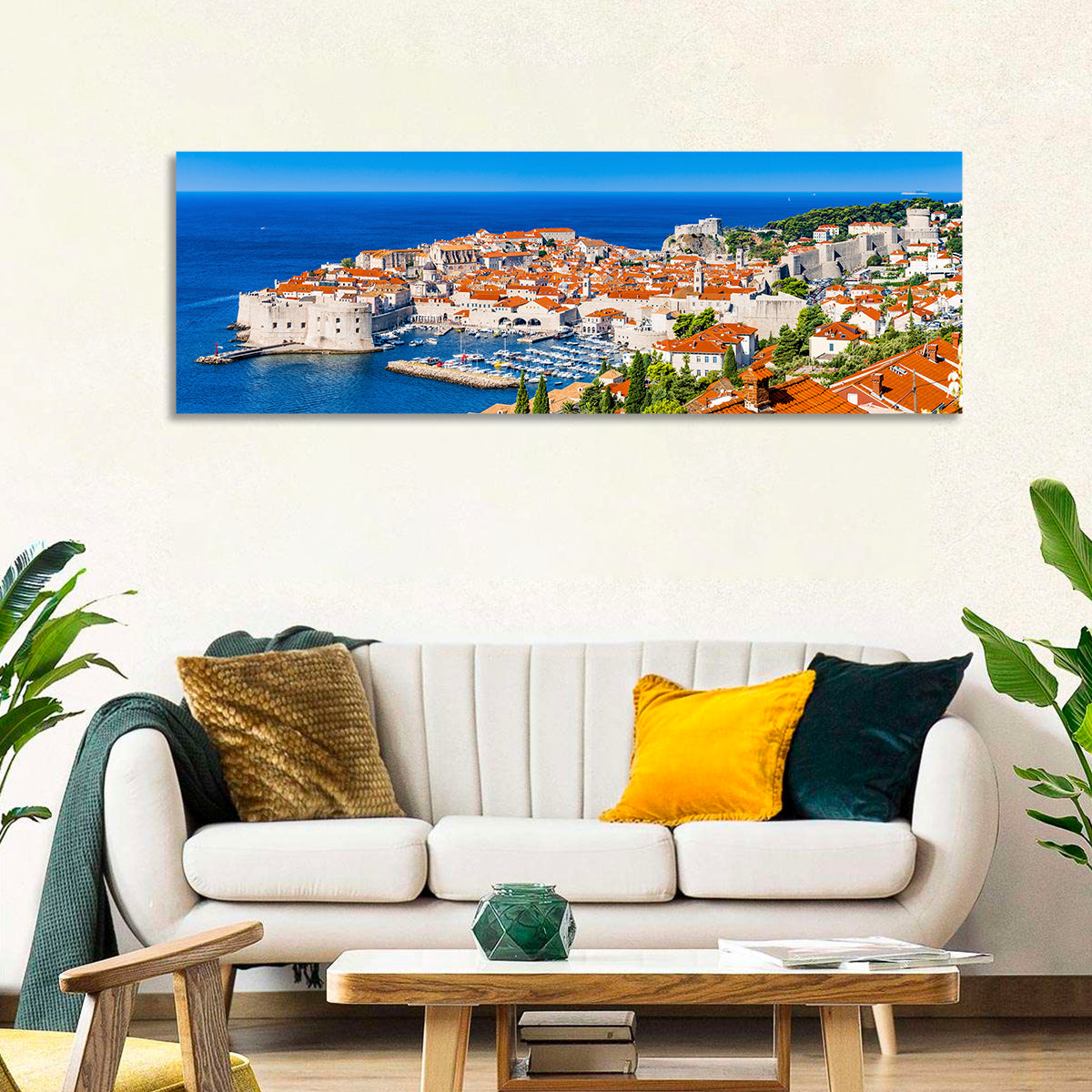 Dubrovnik Old Town View Wall Art in a room, panoramic