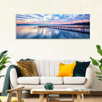 Cloudy Lake Pier at Dusk Wall Art