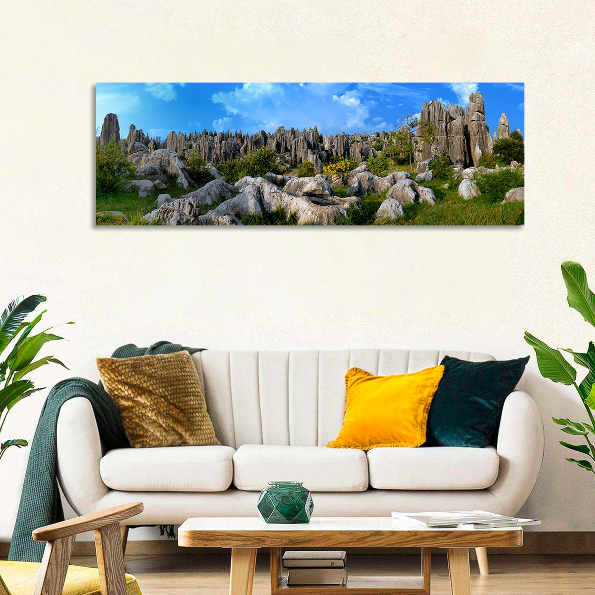 Shilin Stone Forest Wall Art in a room, panoramic