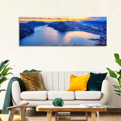 Sunset Over Lake Lugano Wall Art