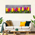 Row of Multicolored Tulips Wall Art