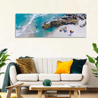 Aerial Beach with Rainbow Umbrella Wall Art