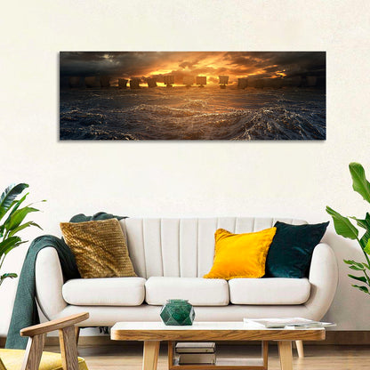 Viking Longships at Sunset Wall Art