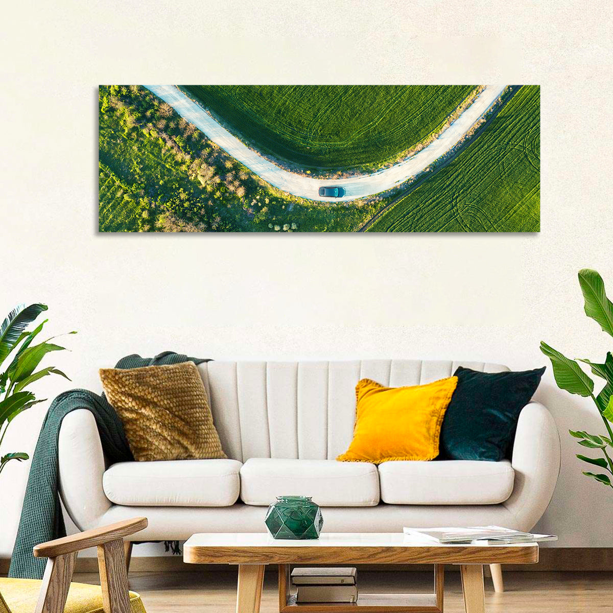 Aerial Farm Fields at Golden Hour Wall Art