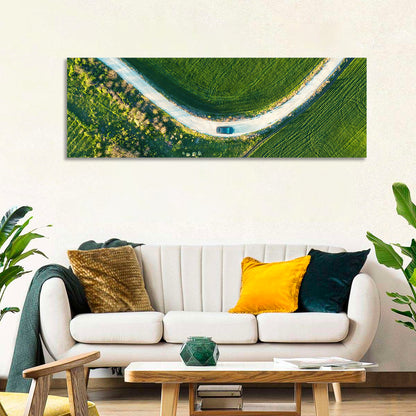 Aerial Farm Fields at Golden Hour Wall Art