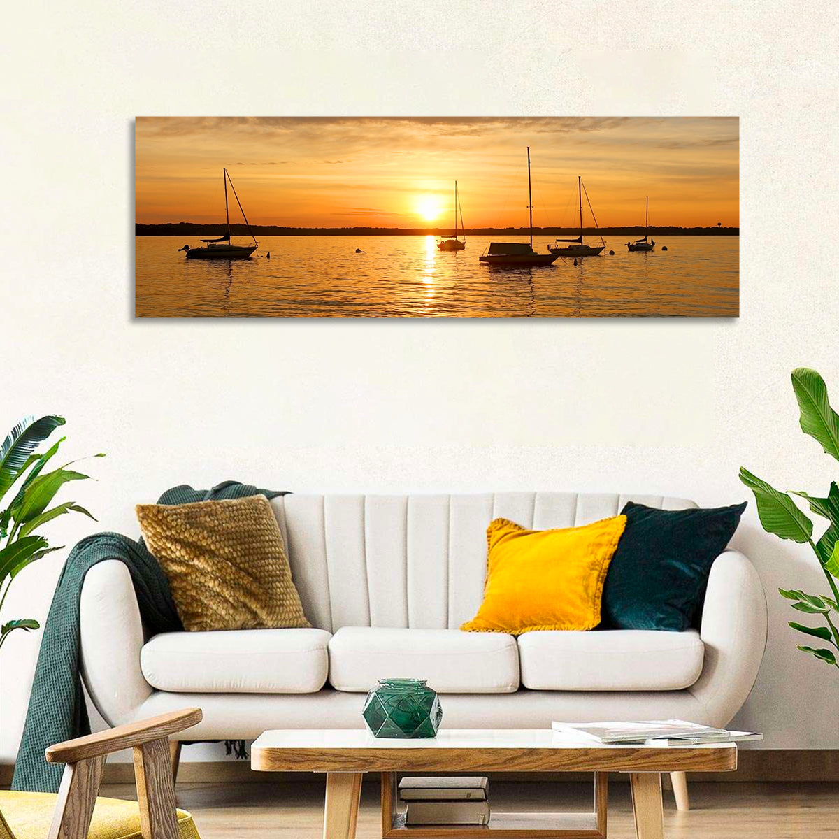 Lake Mendota Golden Sailboats Wall Art
