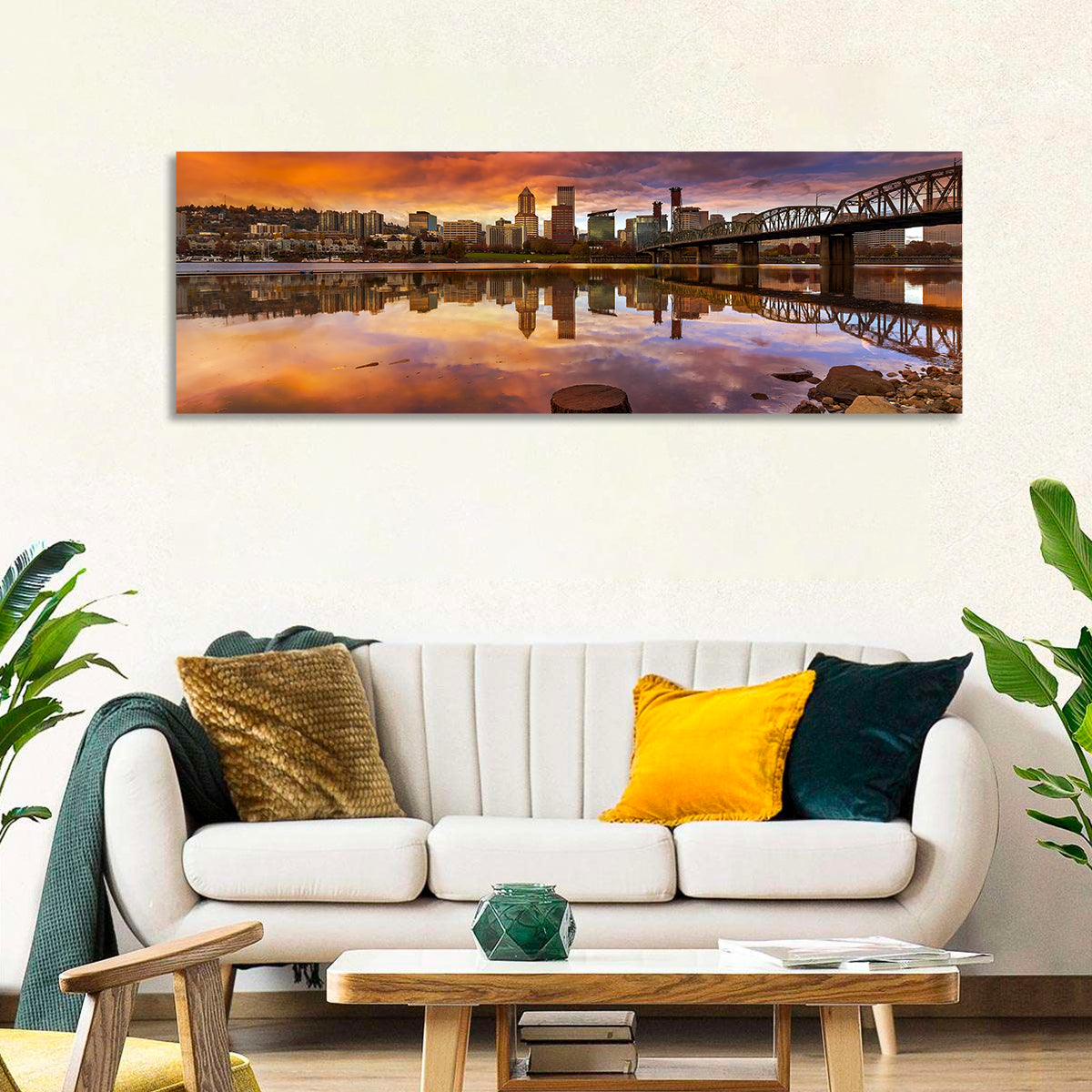 Portland Skyline at Sunset Wall Art