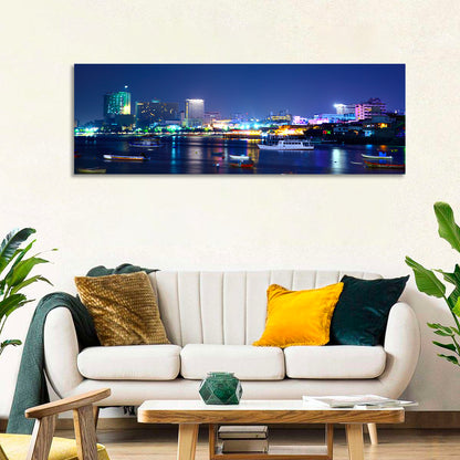 Pattaya Bay Night Skyline Wall Art