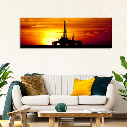 Offshore Oil Rig at Sunset Wall Art