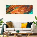 Flowing River Abstract in Orange and Teal Wall Art