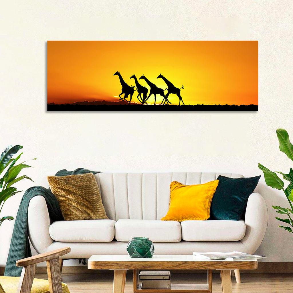 Savanna Giraffes at Sunset Wall Art
