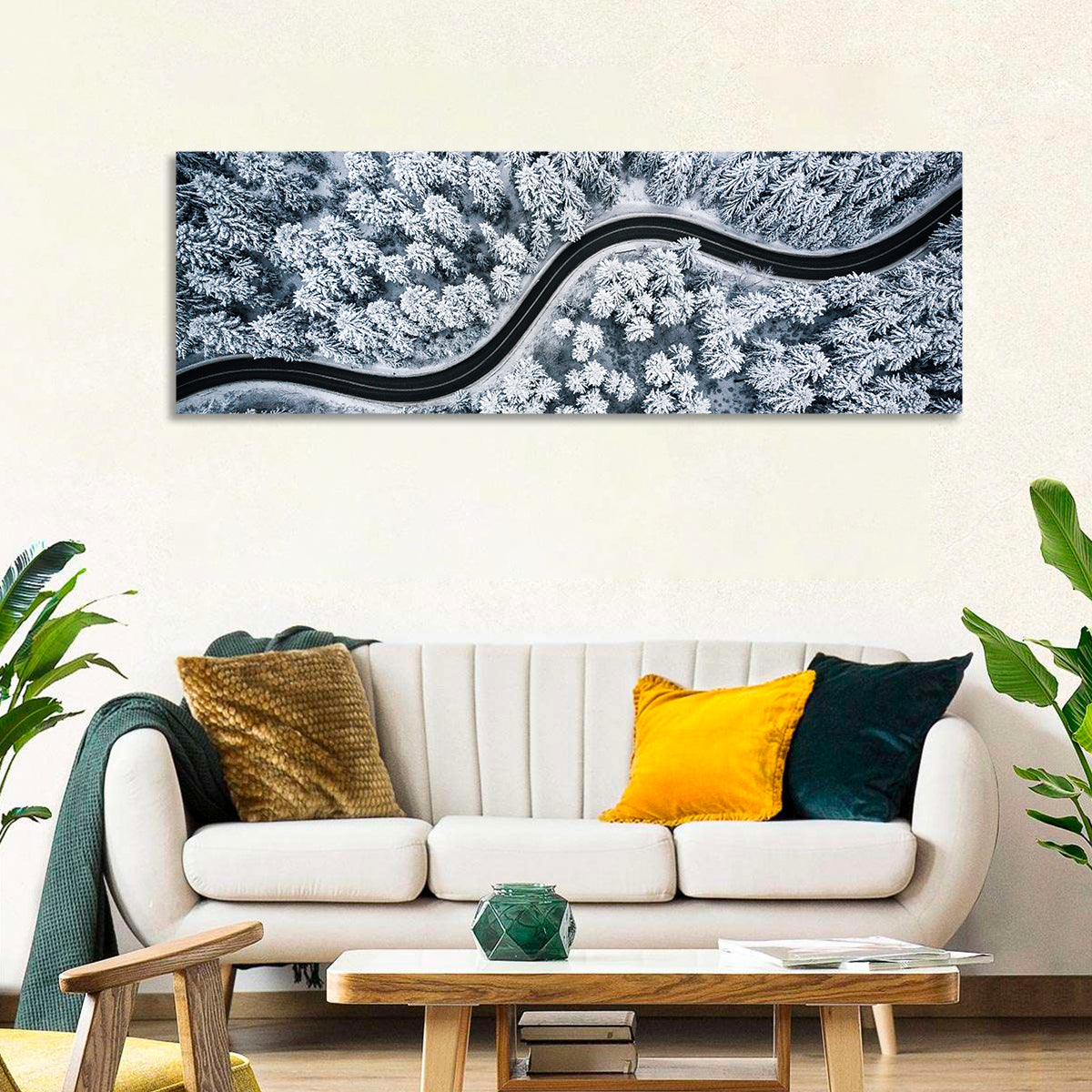 S-curve Winter Forest Road Wall Art