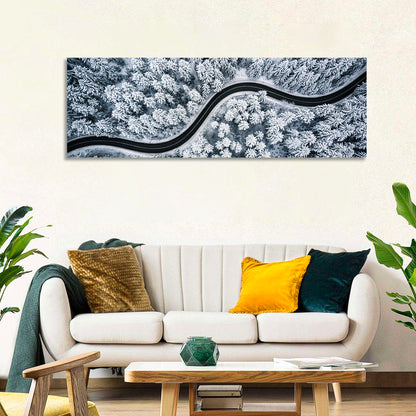 S-curve Winter Forest Road Wall Art