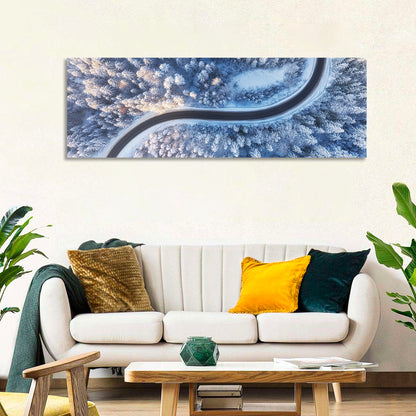 Winding Snow-covered Forest Road Wall Art