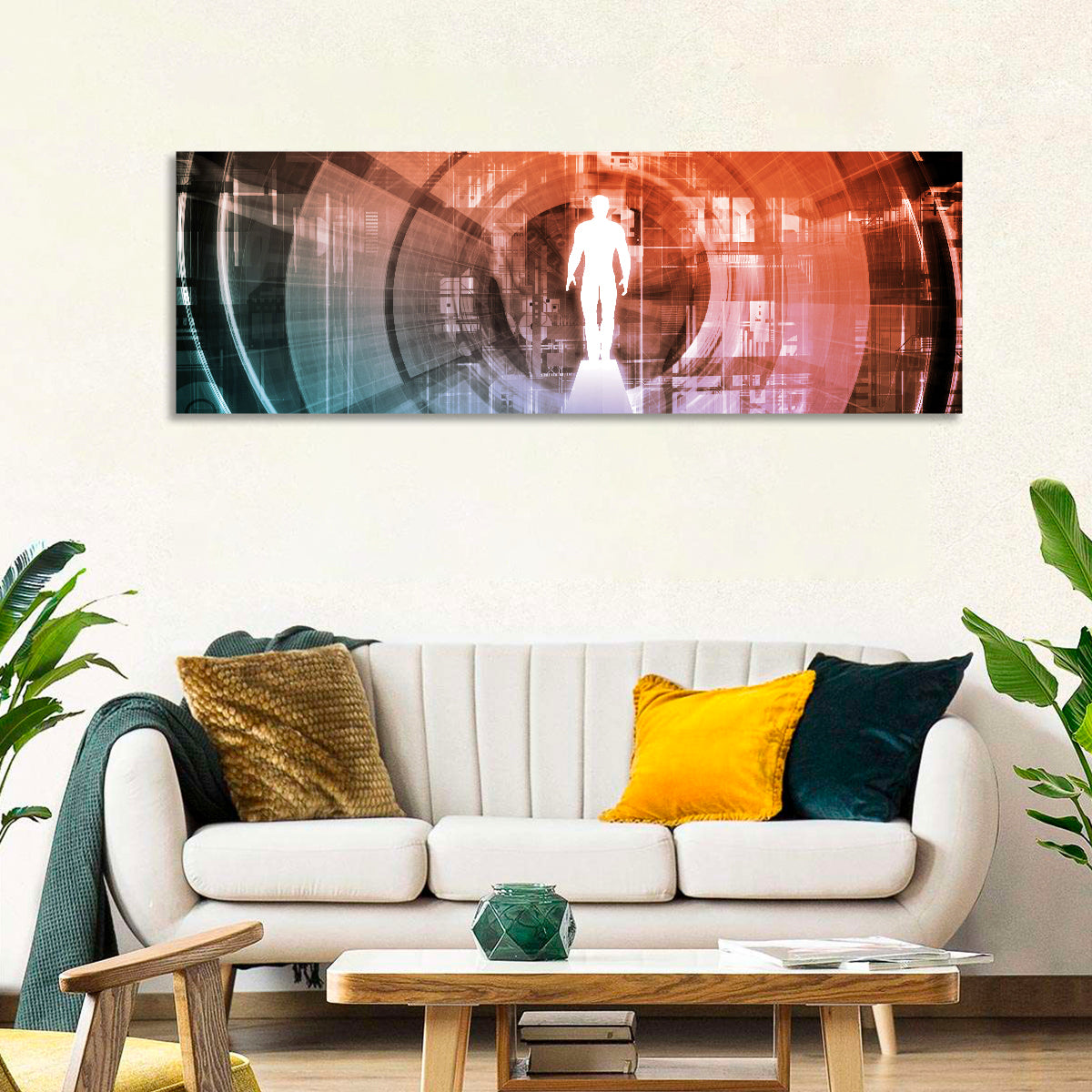 Future Technology Gateway Wall Art in a room, panoramic