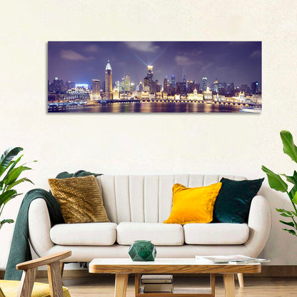 Shanghai Night Skyline Wall Art