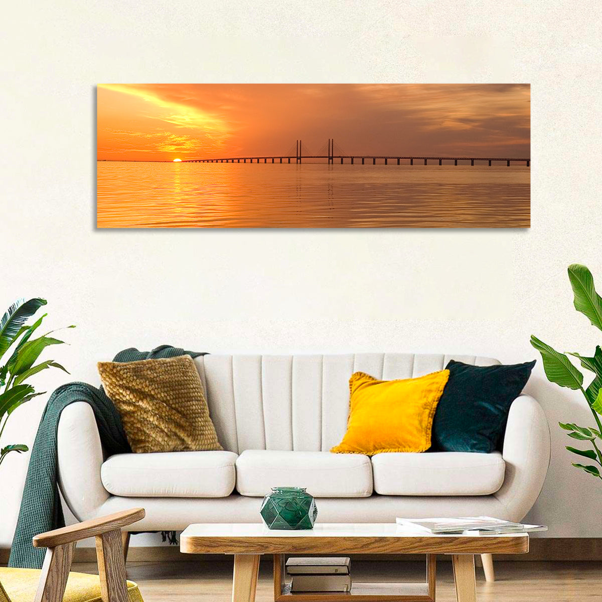 Øresund Bridge in Golden Light Wall Art
