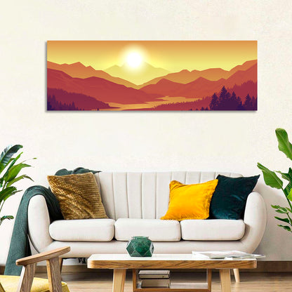 Sunset Pines and Layered Mountains Wall Art