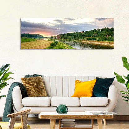 Elbe River at Golden Hour Wall Art