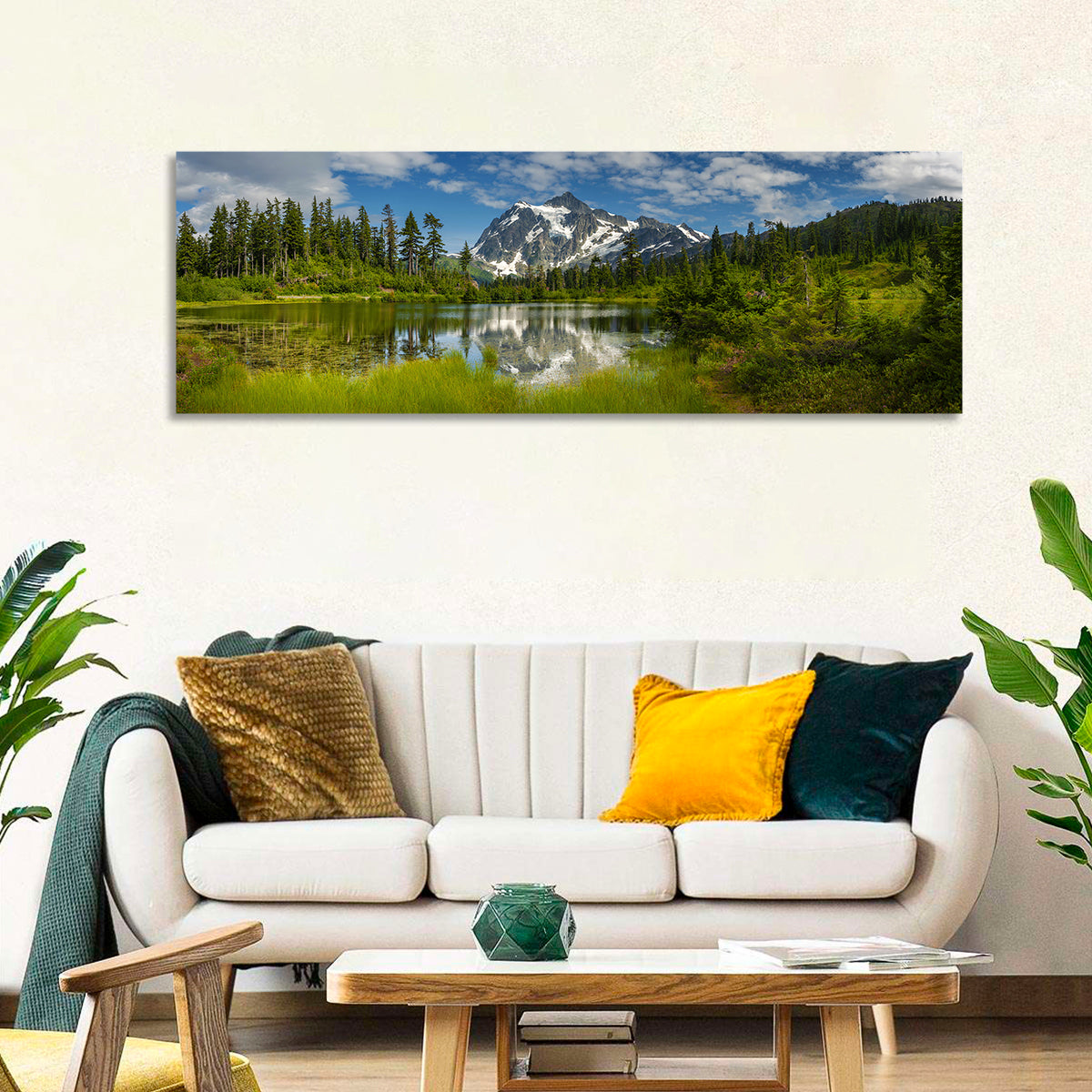 Mt Shuksan from Picture Lake Wall Art in a room, panoramic