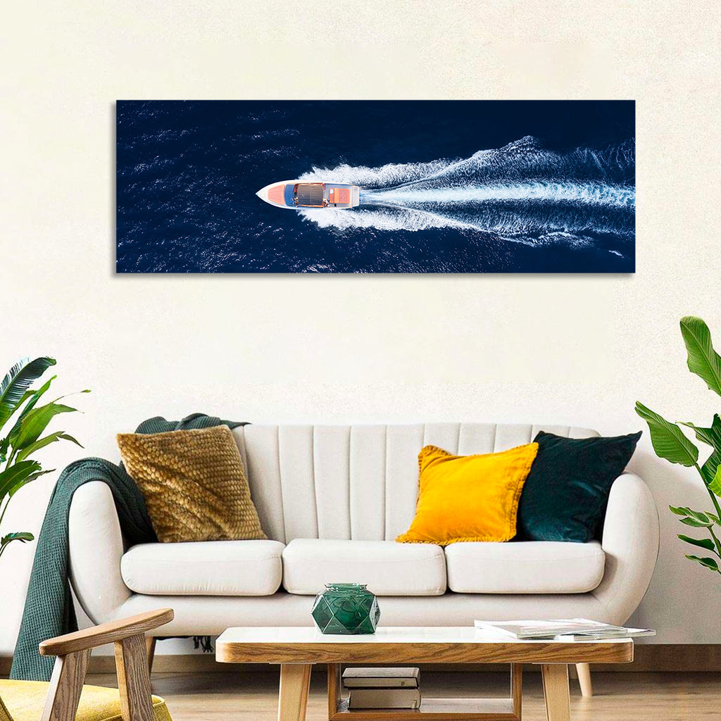 Sleek Speedboat Over Navy Sea Wall Art