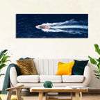 Sleek Speedboat Over Navy Sea Wall Art