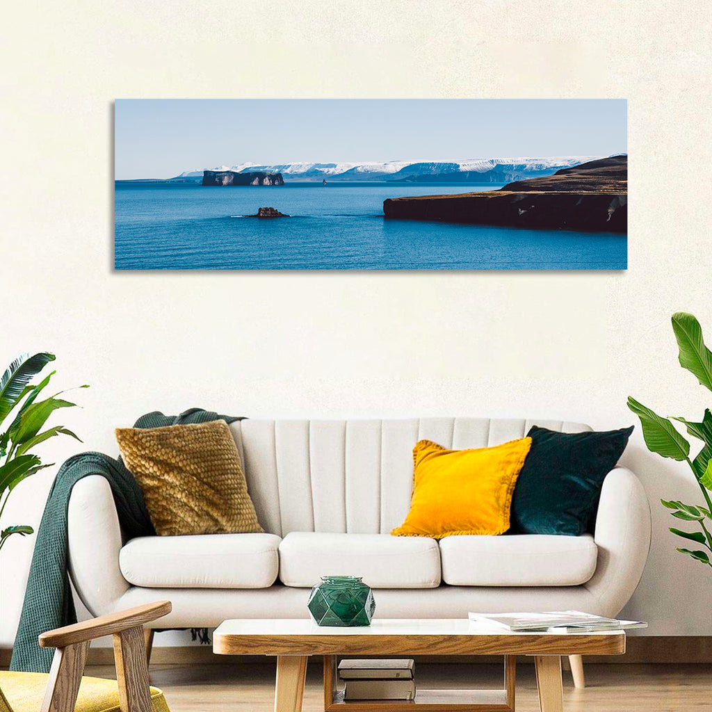 Calm Blue Lake with Coastal Cliffs Wall Art