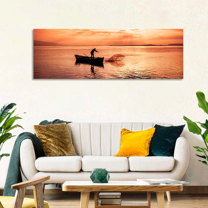 Uluabat Lake Fisherman at Dusk Wall Art