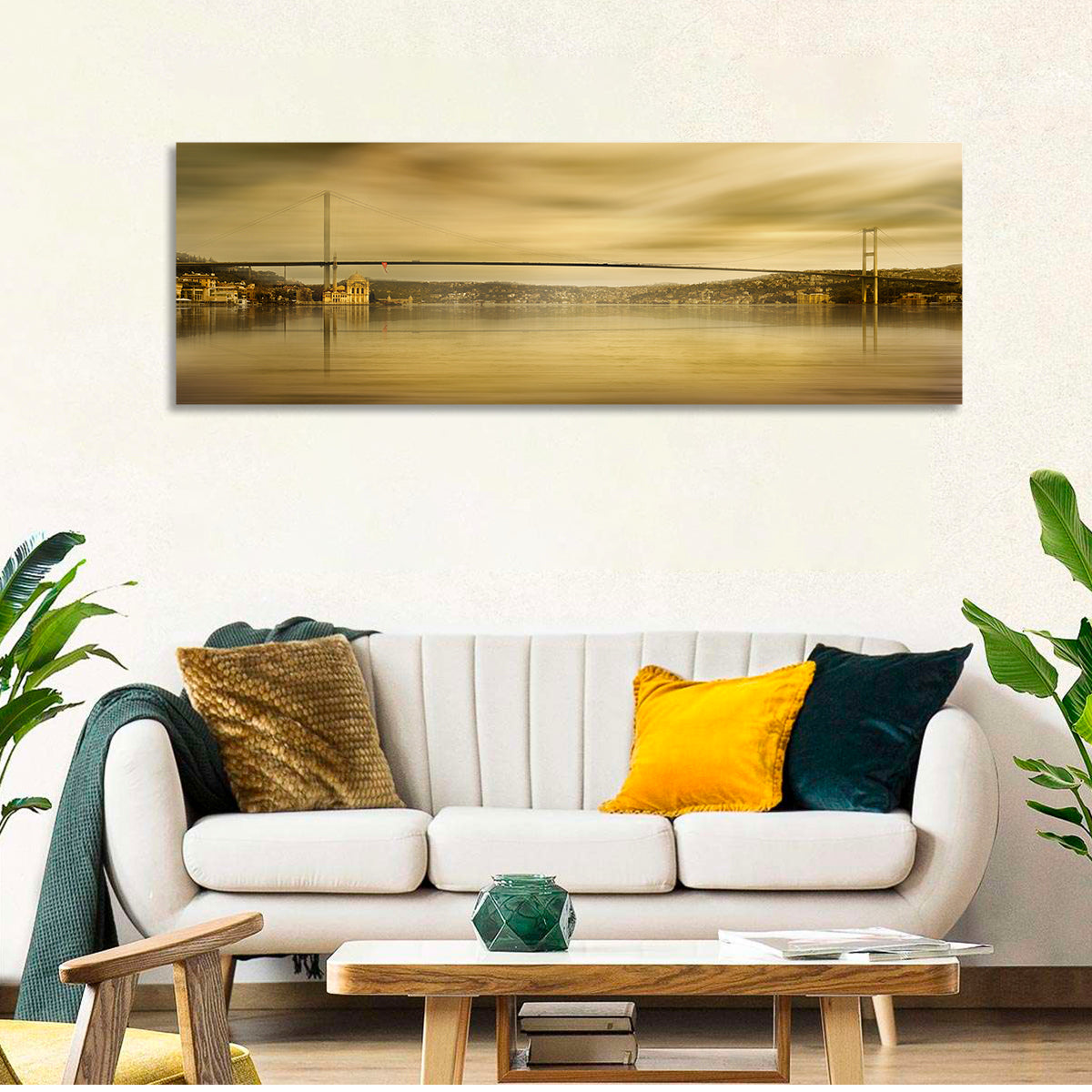 Bosphorus Bridge at Ortakoy Wall Art in a room, panoramic