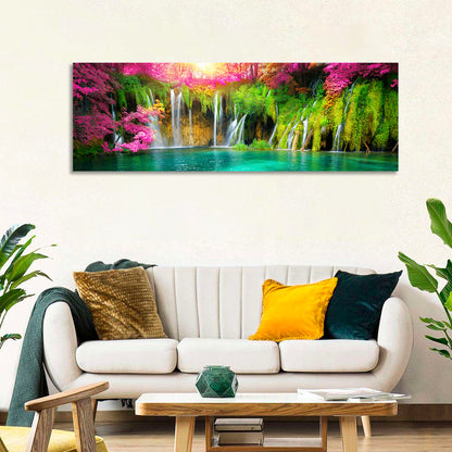 Plitvice Falls in Golden Light Wall Art
