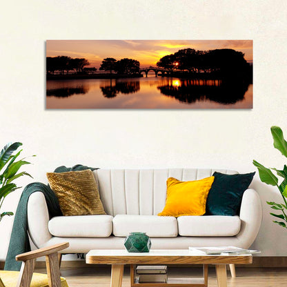 Tranquility Bridge at Sunset Wall Art