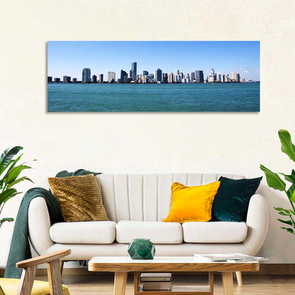 Miami Skyline Over Calm Blue Water Wall Art