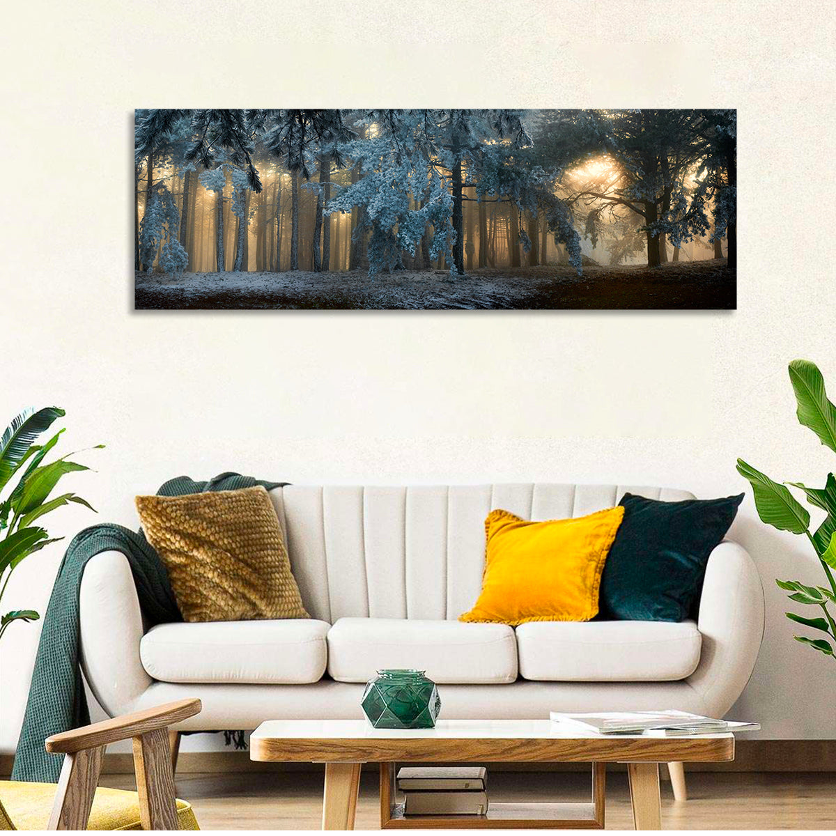 Sunlit Snow Covered Forest Wall Art