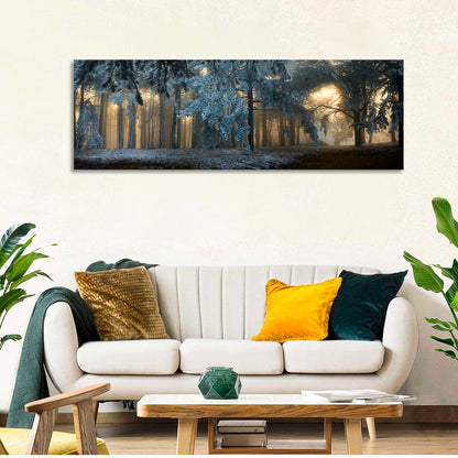 Sunlit Snow Covered Forest Wall Art