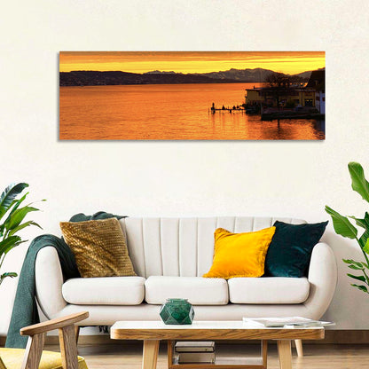 Lake Zurich Golden Sunset Wall Art