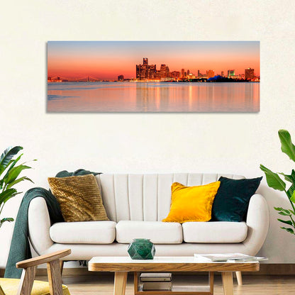 Detroit Golden Hour Skyline Wall Art