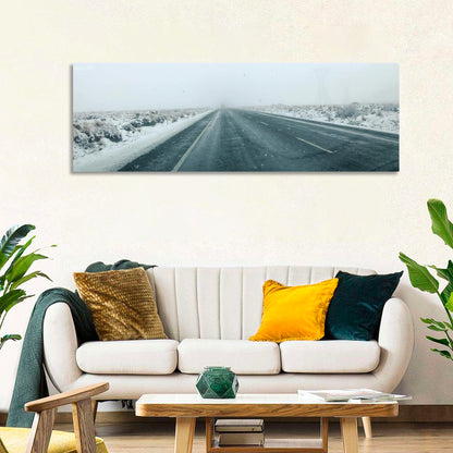 Foggy Winter Mountain Road Wall Art